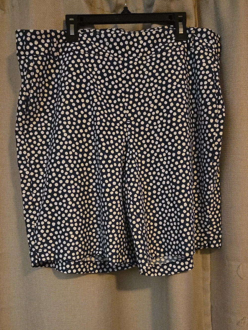 SPANX Navy and White Polka Dot Shorts